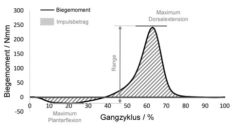 Beispiel eines charakteristischen Biegemomentenverlaufs einschließlich analysierter Parameter.