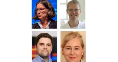 Informierten zu den Details der Verschmelzung: Dr. Erika Mendoza, Tagungspräsidentin der DGP-Jahrestagung, Prof. Dr. Markus Stücker, DGP-Präsident (oben v. l.), Dr. Dr. René Hägerling, DGL-Präsident, und Dr. Anya Miller, Past-DGL-Präsidentin (unten v. l.).