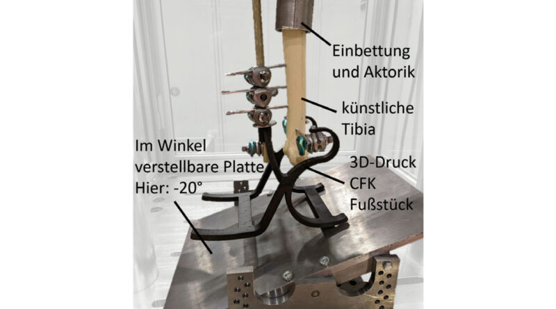 Praktischer Versuch mit endlos faserverstärktem 3D-Druck-Fußstück.