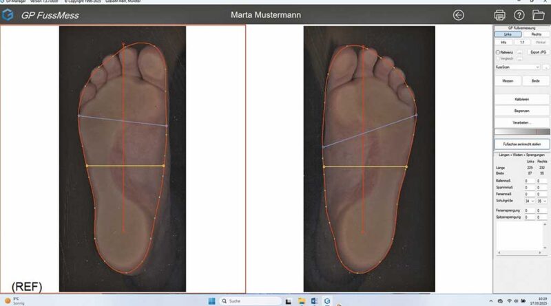 Vom Scan zur Konstruktion: Der 2D-Fußscan ist die Basis für die Konstruktion im Konfigurator.