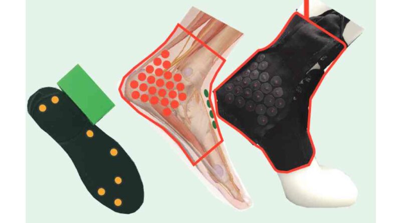 Die Elektroden sind auf Knöchelhöhe positioniert, da hier wichtige sensorische Nerven dicht unter der Haut verlaufen und sich leicht aktivieren lassen.