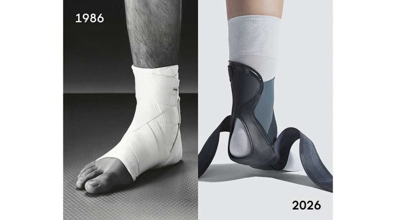 Von der ersten Push med Knöchelbandage (1986) bis zur jüngsten Generation der Knöchelorthese Aequi Flex (2023) hat sich das Sortiment kontinuierlich weiterentwickelt.